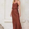 Clothing Tigerlily | Santa Teresa Blake Midi Slip Skirt Chocolate