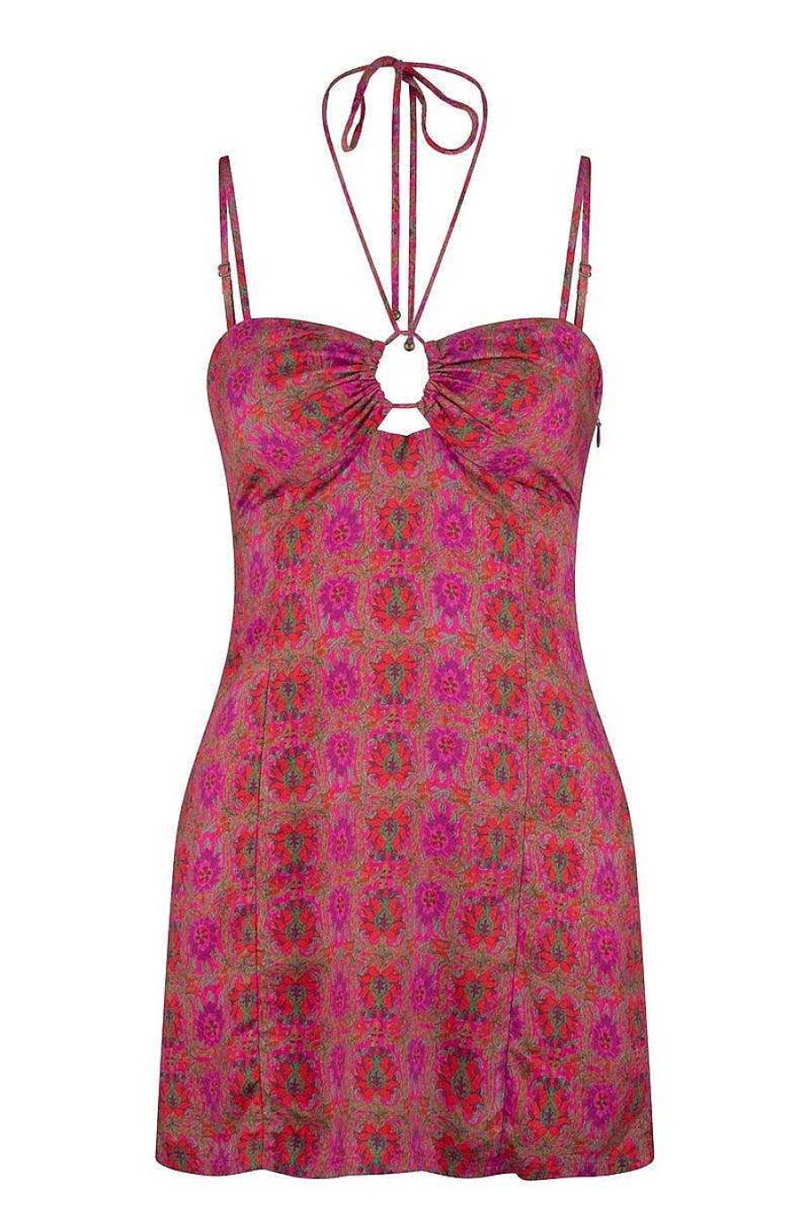 Clothing Tigerlily | Eliza Olive Mini Dress Pink Ornate