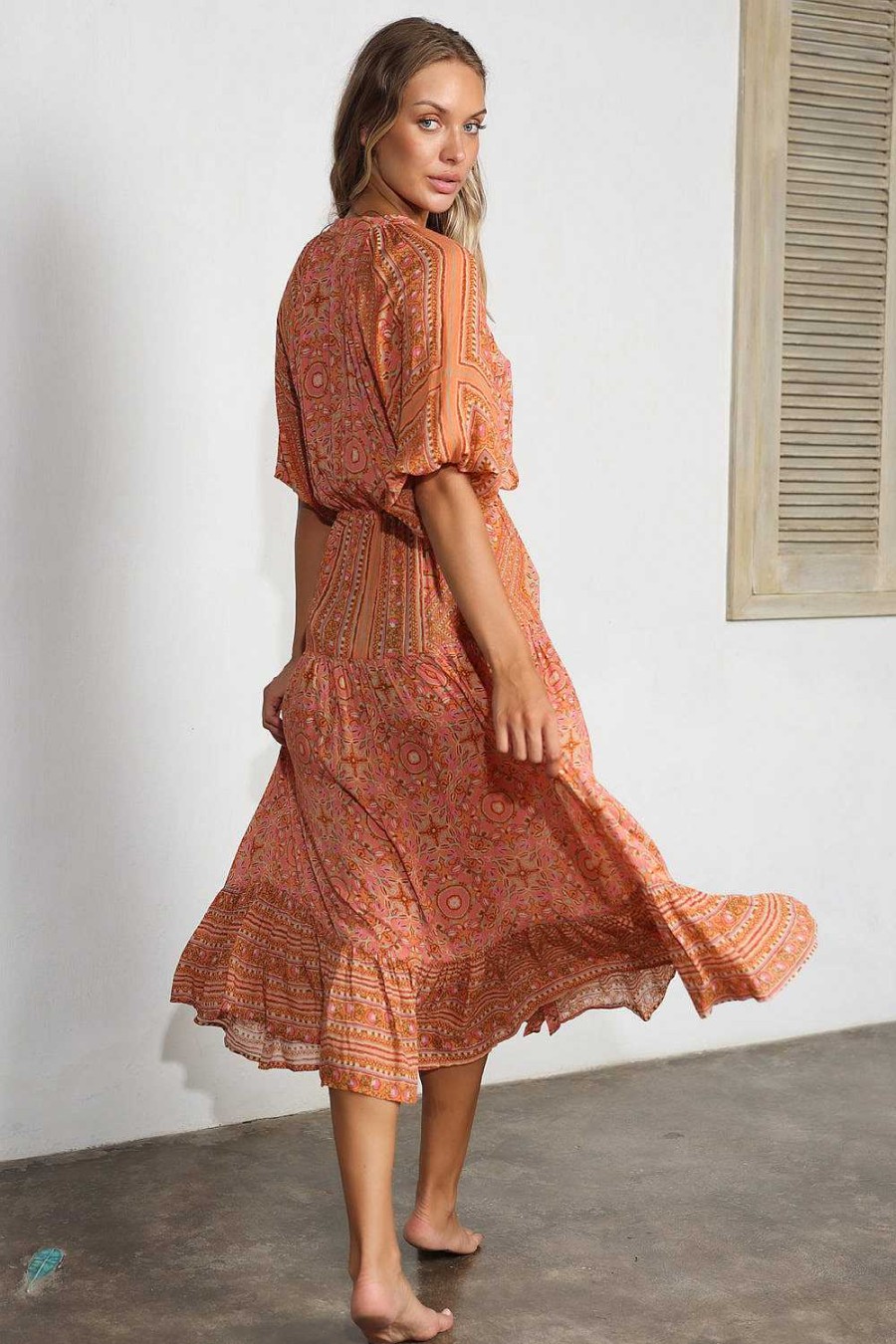 Clothing Tigerlily | Luciana Jade Midi Dress Tangerine