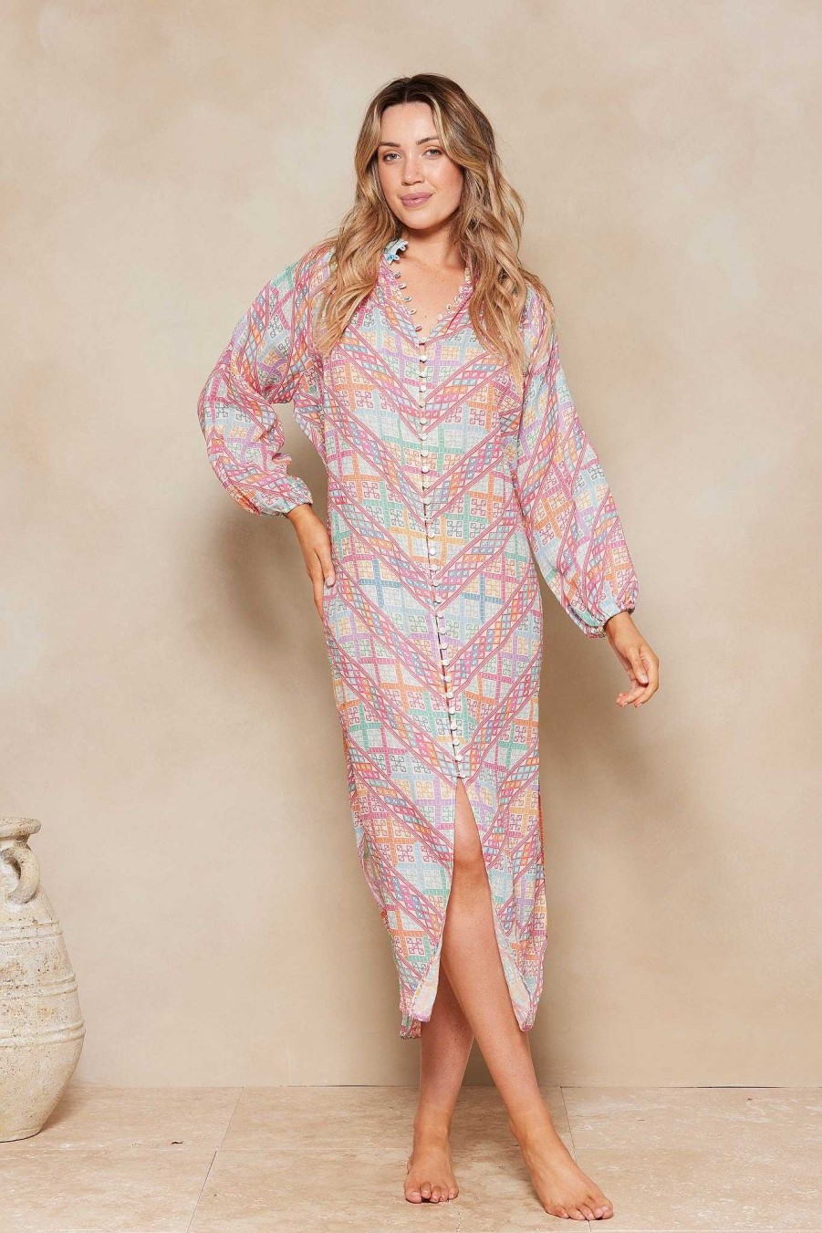 Clothing Tigerlily | Pomona Lorena Maxi Shirt Dress Vibrant Geo