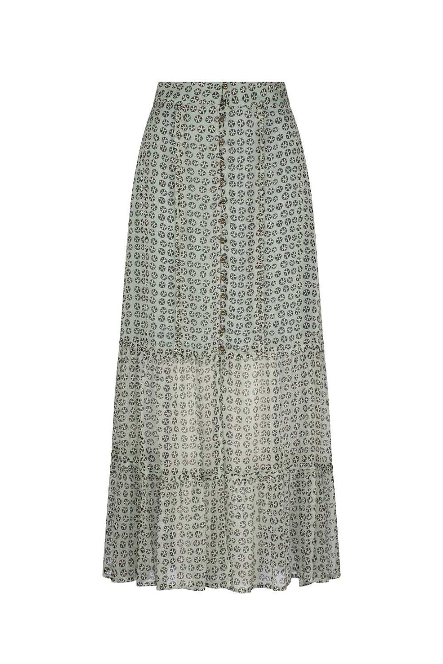 Clothing Tigerlily | Antonia Rosette Maxi Skirt Mint Charcoal