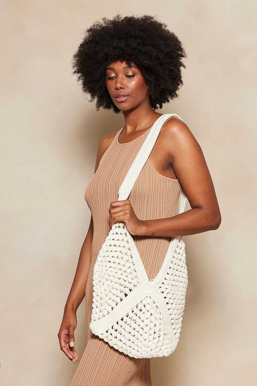 Accessories Tigerlily | Pearl Crochet Bag Cream