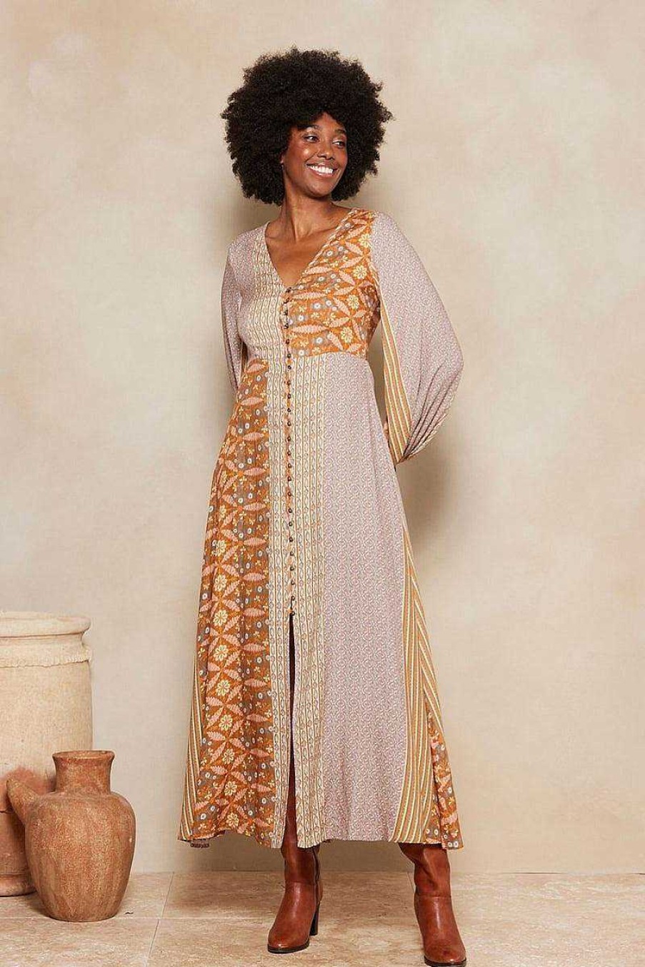 Clothing Tigerlily | Alora Iola Maxi Dress Alora Tan Stripe